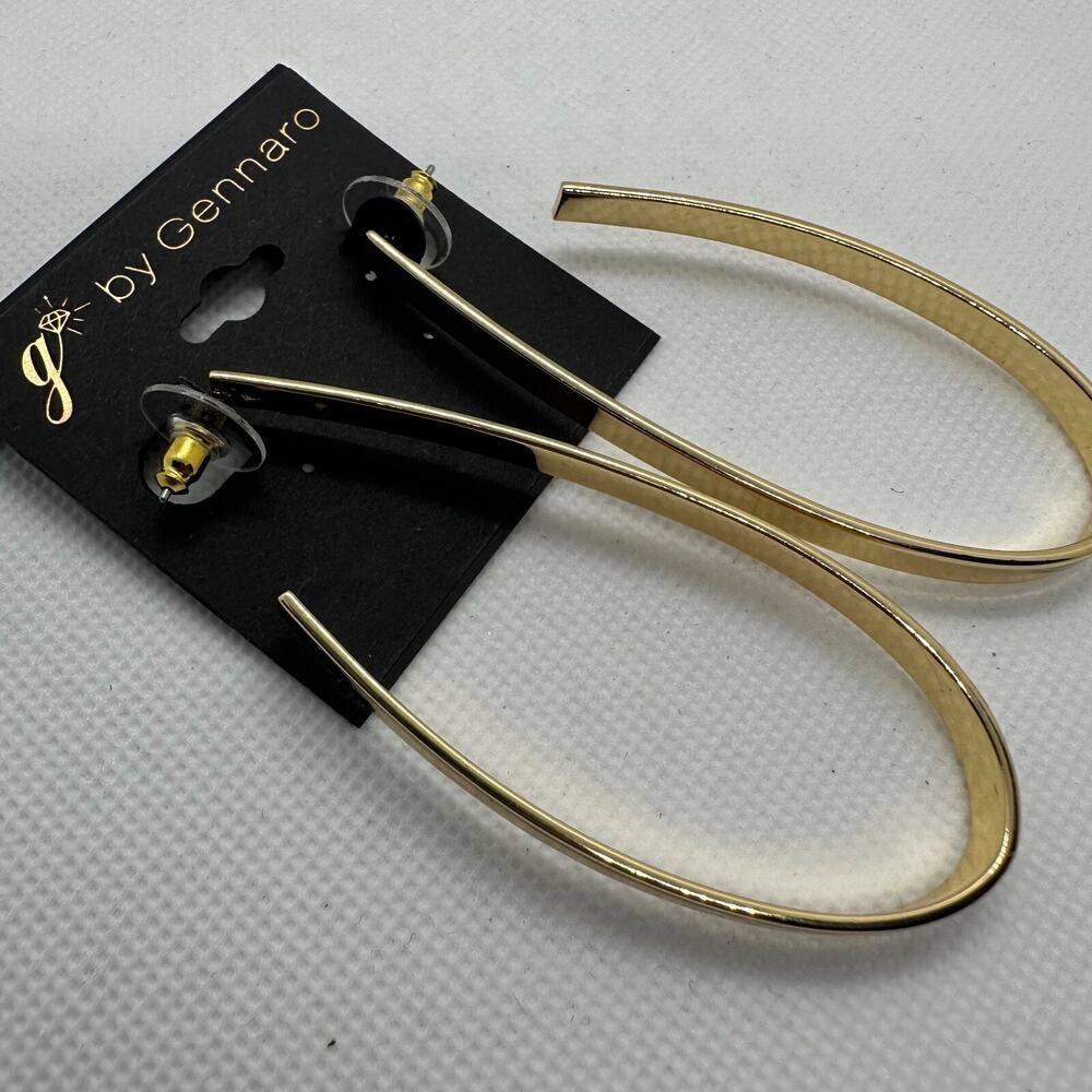 G By Gennaro Teardrop Open Hoop Earrings New Gold Tone